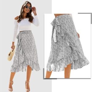 Midi Floral Wrap Skirt